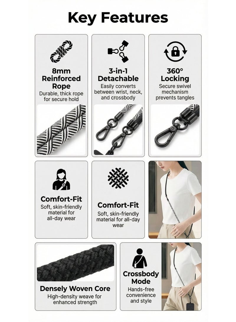 ThangCore Long Cross-Body Retractable Phone Lanyard - Bonus Silicone Cable Ties - Image 5